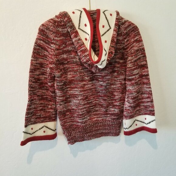 Vintage A Fashion Import Womens Medium Maroon Hooded Knit Pullover Sweater Boho - Picture 2 of 5